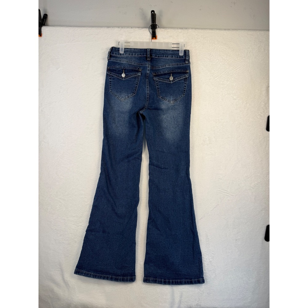 Carbon Womens High Rise Flare Jeans Medium Wash Blue Size 3 Retro Wide Leg - Picture 3 of 9